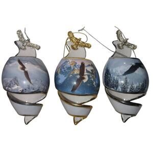 Bradford Editions Eagle Christmas Ornaments Set of 3 Certificate of Authenticity
